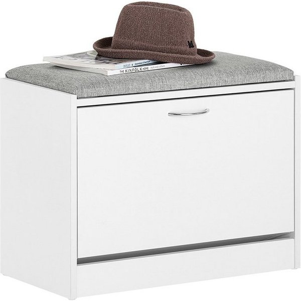 SoBuy Schuhbank FSR16, Schuhorganizer, mit gepolstertem Kissen, für Flur, Eingang, Sitzbank mit Sitzkissen Schuhregal Schuhkipper mit 1 Klappe