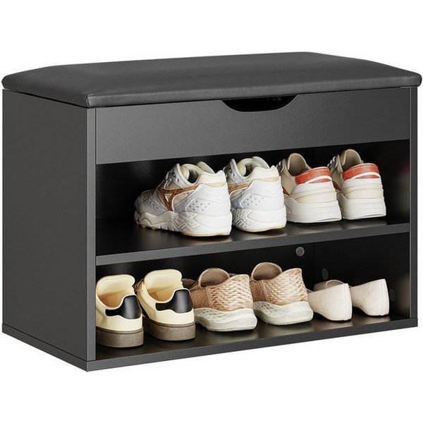 SoBuy Schuhbank FSR25, Schuhregal mit gepolstertem Kissen, Schuhorganizer, Sitzbank mit Stauraum Schuhregal Schuhtruhe mit Sitzfläche
