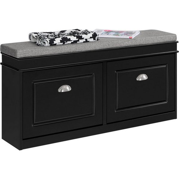 SoBuy Schuhbank FSR64, Schuhbank mit Sitzfläche, Schuhschrank schmal Schuhregal, Schuhkipper Sitzbank mit 2 Klappen, Schuhablage für Flur, kleine Räume