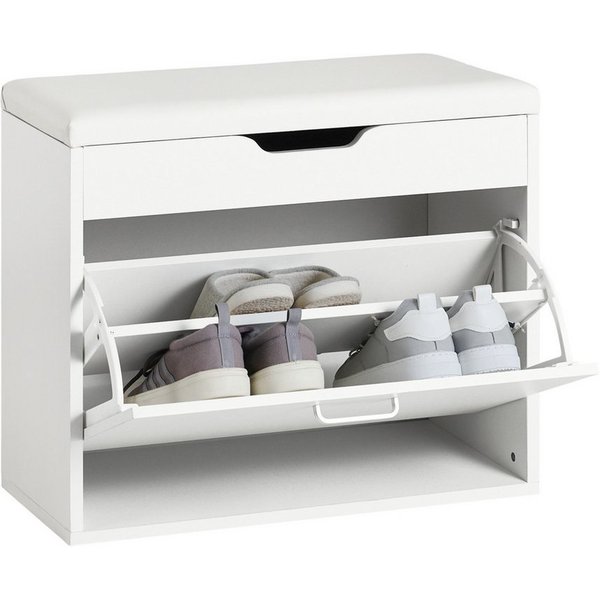 SoBuy Schuhbank FSR95, Schuhkipper mit Sitzkissen, Sitzbank, Schuhregal, Schuhschrank, Sitzkommode Schuhschrank mit Klappe, für 6 Paar Schuhe, Flur Diele