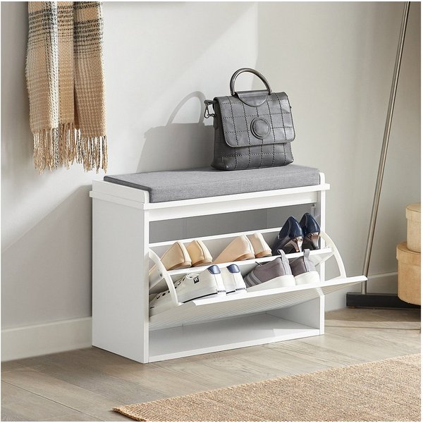 SoBuy Schuhbank FSR98, Schuhschrank schmal, Schuhkipper Schuhbank mit Sitzkissen, Sitzbank mit Stauraum, Garderobenbank für Flur & kleine Räume