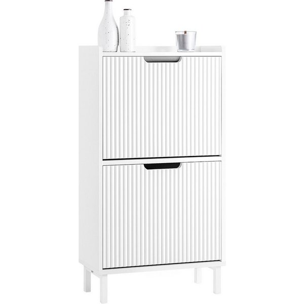 SoBuy Schuhkipper DE-FSR177, Schuhschrank schmal, Flurschrank Hoch Kommode, Schuhschrank mit 2/3/4 Klappen Schuhregal Schuhkommode schmal, Flur