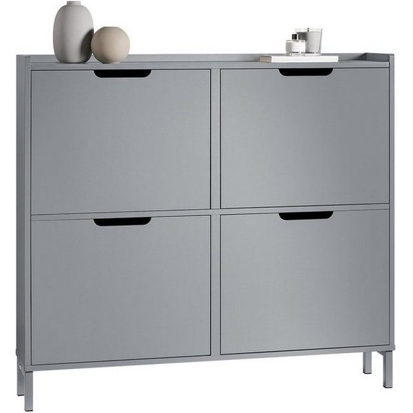 SoBuy Schuhkipper FSR100, Schuhschrank schmal mit 4 Klappen, Flurschrank Schuhregal, Schuhkipper schmal, nur 19 cm tief, für Kleine Wohnungen, Enge Flure