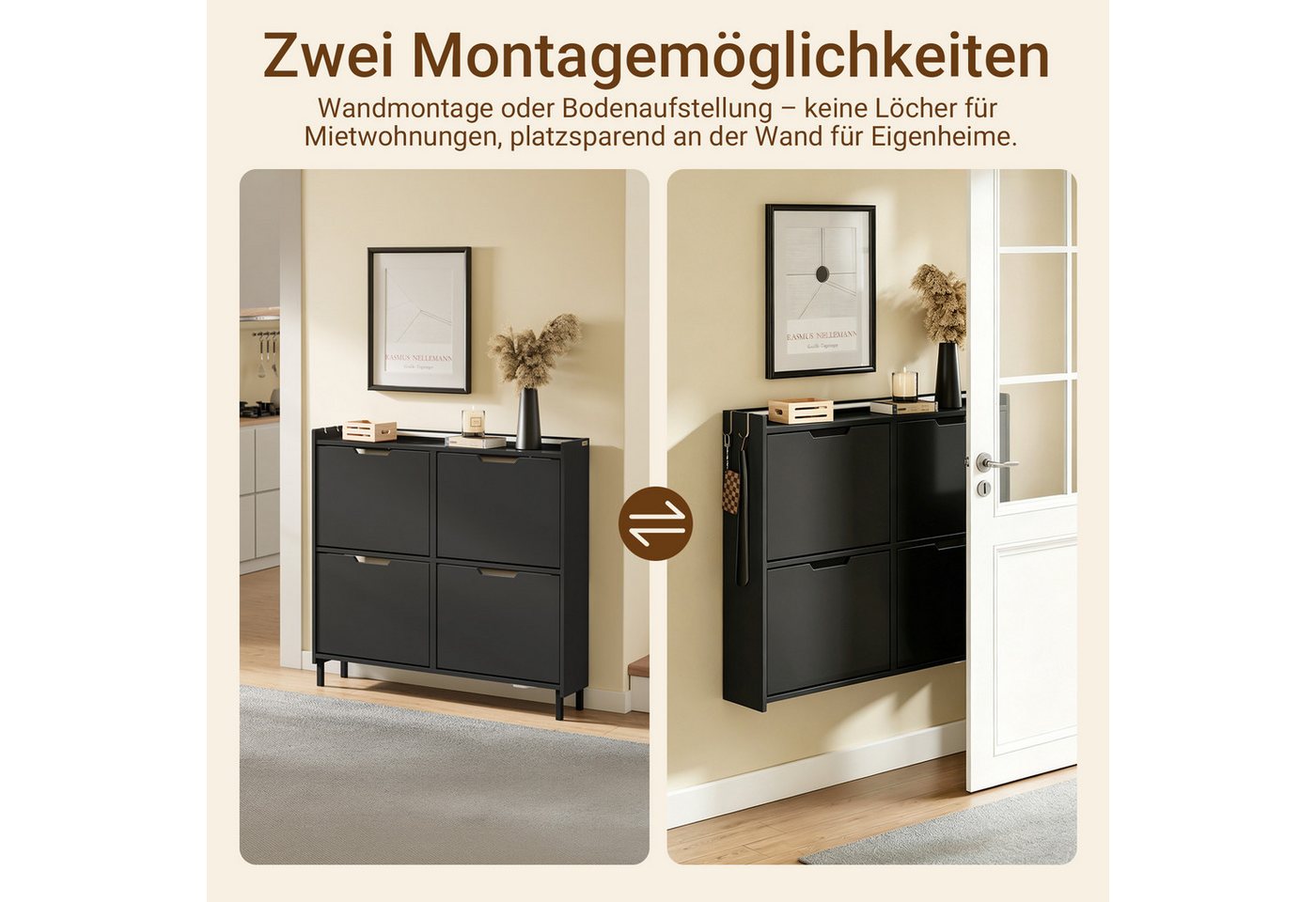SoBuy Schuhkipper FSR100, Schuhschrank schmal, Schuhregal Schuhkipper, Schuhkommode Weiß, Schuhschrank hängend, Schuhaufbewahrung, 19 cm tief, mit Sensorlicht – Bild 3 von 5
