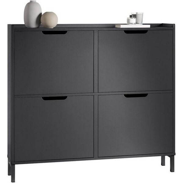 SoBuy Schuhkipper FSR100, Schuhschrank schmal mit 4 Klappen, Flurschrank Schuhregal, Schuhkipper schmal, nur 19 cm tief, für Kleine Wohnungen, Enge Flure