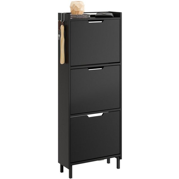 SoBuy Schuhkipper FSR151-H-E, Schuhschrank schmal, Schuhregal Schuhkipper Flurschrank, Schuhschrank hängend, mit Sensorlicht, 3 Klappen, Schuhaufbewahrung