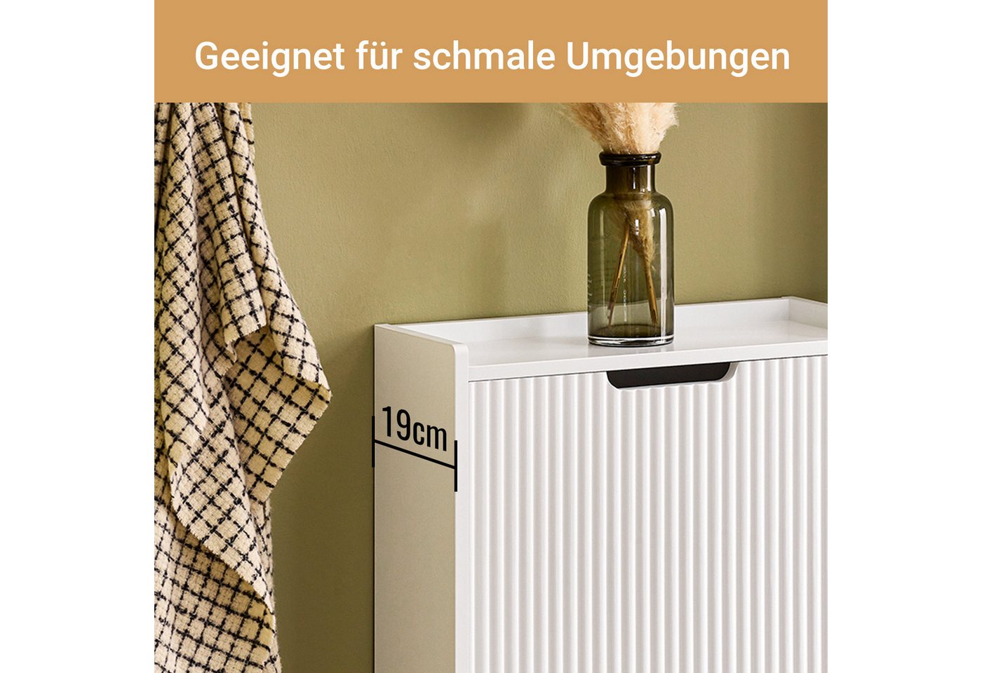 SoBuy Schuhkipper FSR177, Schuhschrank, Flurschrank Hoch Kommode für Diele, Flur, Schuhschrank schmal Schuhregal Schuhkommode Schuhablage – Bild 4 von 5