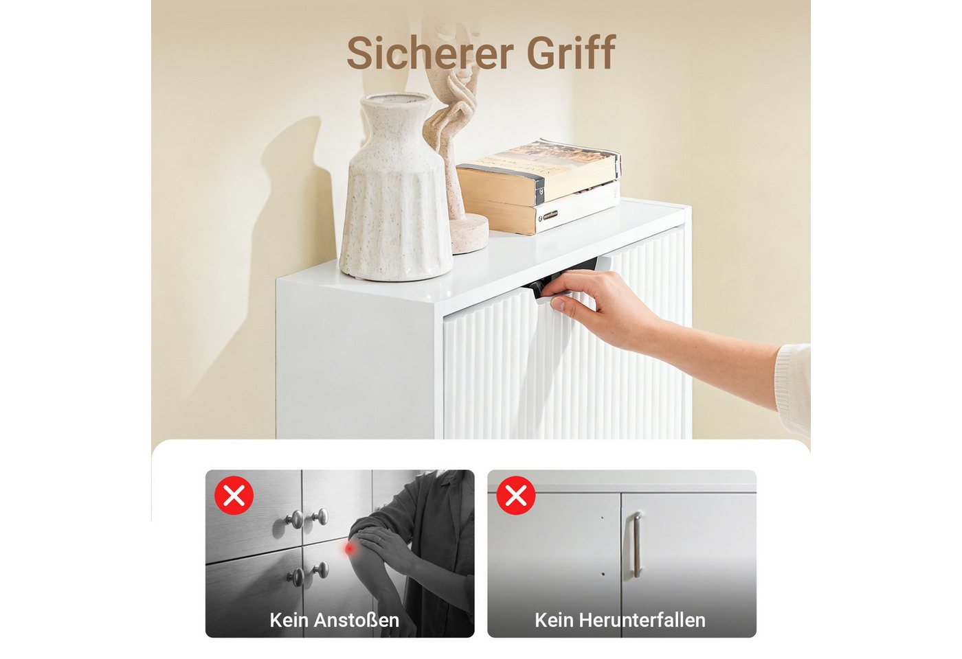 SoBuy Schuhkipper FSR204, Schuhschrank schmal, Schuhregal Schuhablage, Schuhschrank mit 2 Klappen, für 6-8 Paar Schuhe Wandmontage/stehend – Bild 5 von 5