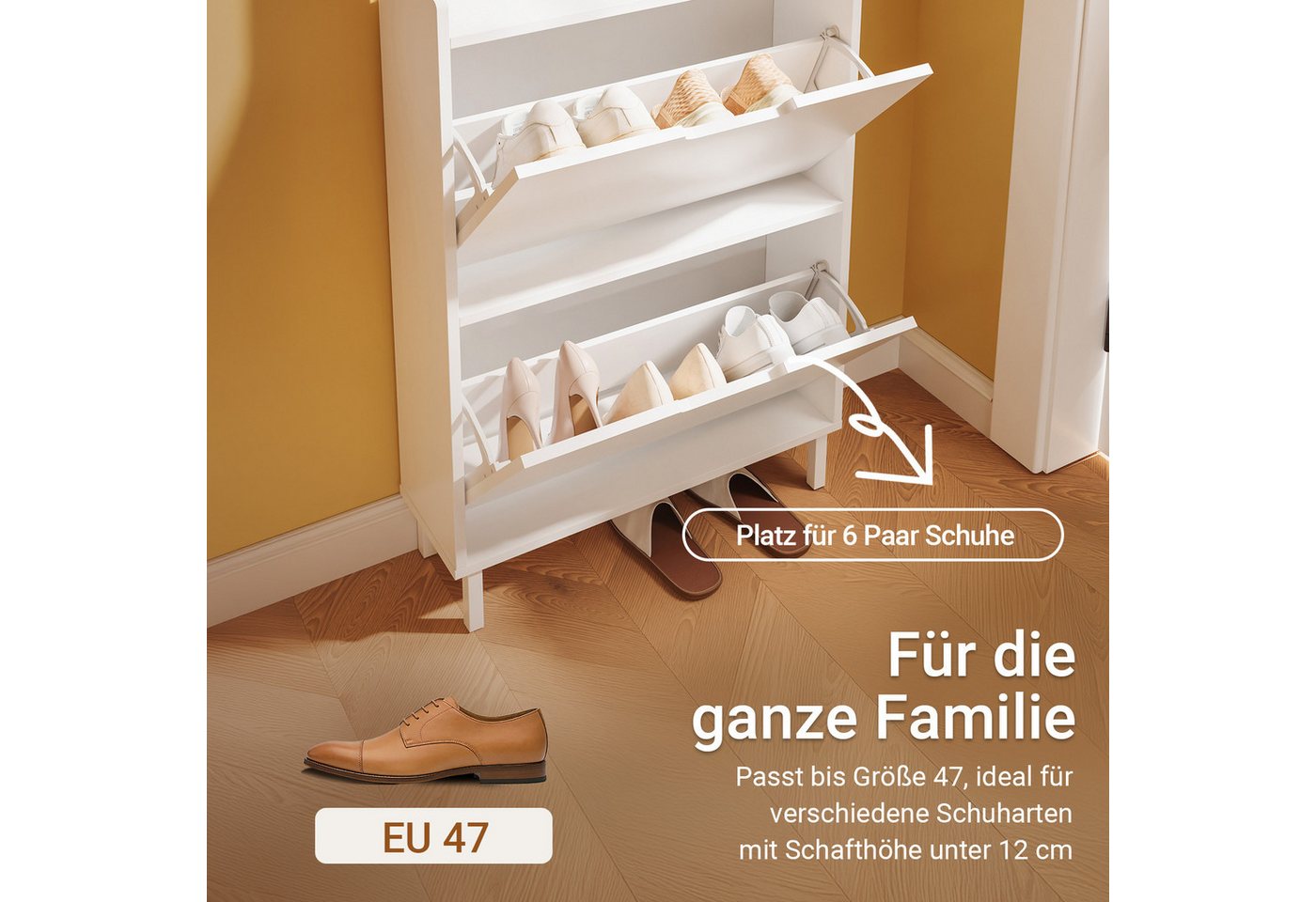 SoBuy Schuhkipper FSR221, Schuhschrank schmal, Schuhregal Schuhkipper schmal Flurschrank, Schuhkommode Schuhablage, mit Haken und offenem Fach, Platzsparend – Bild 5 von 5