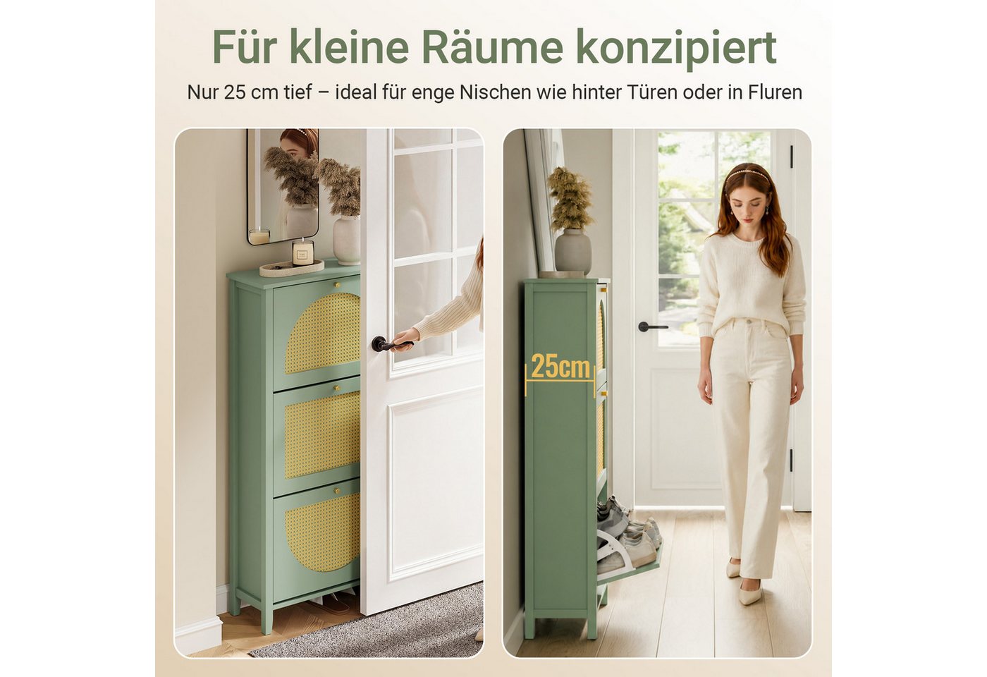 SoBuy Schuhkipper FSR222, Schuhschrank schmal mit 3 Klappen, Schuhablage Schuhkommode (1er Set), Schuhkipper, Platzsparend, für 12 Paar Schuhe, bis EU-Größe 46, – Bild 3 von 5