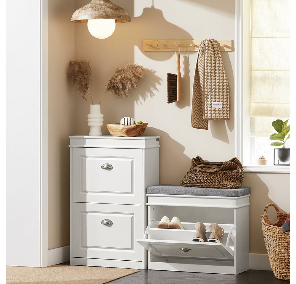 SoBuy Schuhkipper FSR82, Schuhregal schmal, Sitzbank mit Stauraum, Flur, Schlafzimmer, Schuhschrank schmal, Schuhbank mit Sitzkissen, mit Klappe – Bild 2 von 5