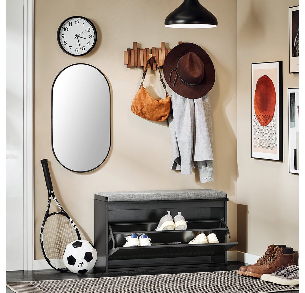 SoBuy Schuhkipper FSR98, Schuhregal Garderobenbank für Flur, Wohnzimmer, Schuhschrank mit Klappe Schuhbank mit Sitzkissen Schuhkommode – Bild 2 von 5