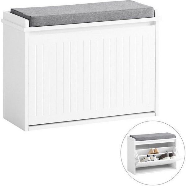 SoBuy Schuhkipper FSR98, Schuhregal Garderobenbank für Flur, Wohnzimmer, Schuhschrank mit Klappe Schuhbank mit Sitzkissen Schuhkommode