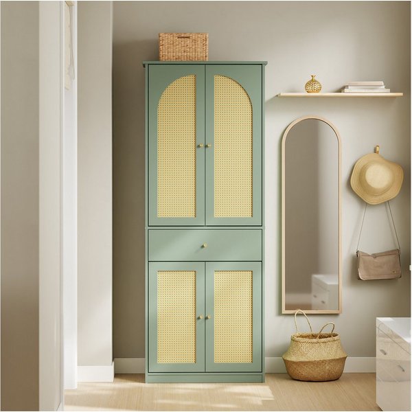 SoBuy Schuhschrank FSB107, Hochschrank Schuhregal Schuhhochschrank, für Schlafzimmer Flur (1er Set) Schuhschrank, mit Kleiderstange, Schublade, verstellbaren Bö