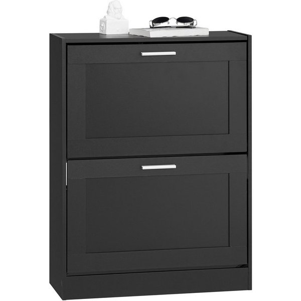 SoBuy Schuhschrank FSR137, Schuhkipper Schuhablage Schuhregal Schuhkommode mit 2 Klappen, Schuhschrank schmal, perfekt für schmale Flure, 12 Paar