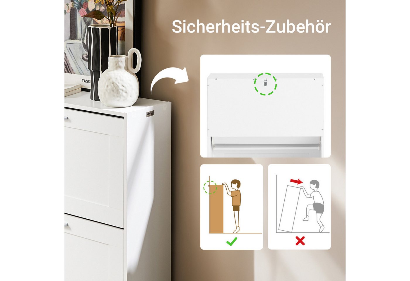 SoBuy Schuhschrank FSR137, Schuhkipper Schuhablage Schuhregal Schuhkommode mit 2 Klappen, Schuhschrank schmal, perfekt für schmale Flure, 12 Paar – Bild 5 von 5