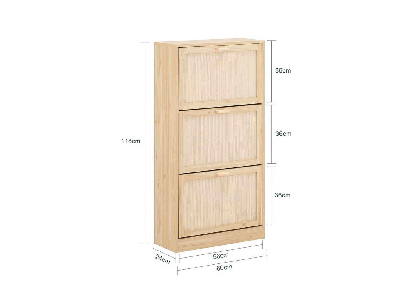 SoBuy Schuhschrank FSR159, Schuhschrank schmal, mit variabel verstellbaren Einlegeböden Schuhkipper mit 3 Klappen Schuhkommode schmal Schuhregal Schuhablage – Bild 5 von 5