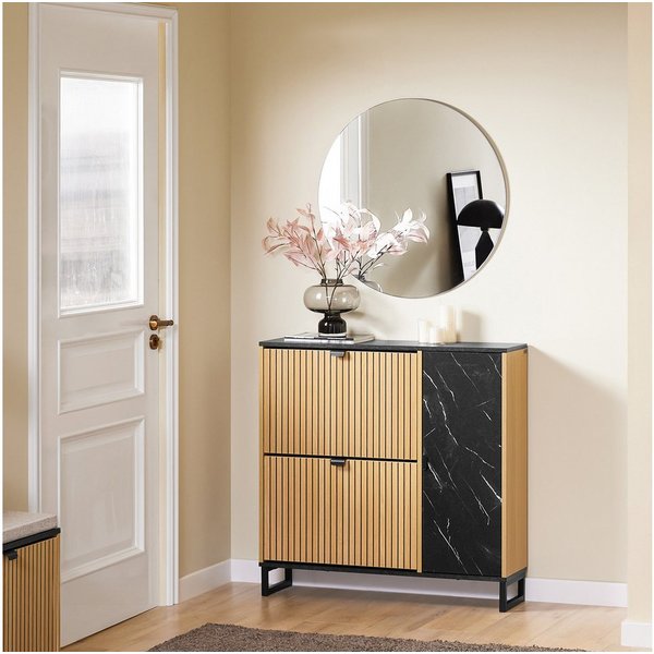 SoBuy Schuhschrank FSR203, Schuhkommode Flurschrank Sideboard für Flur, Eingangsbereich Schuhkipper Schuhregal Schuhablage Schuhschrank schmal, 2 Klappen Flur