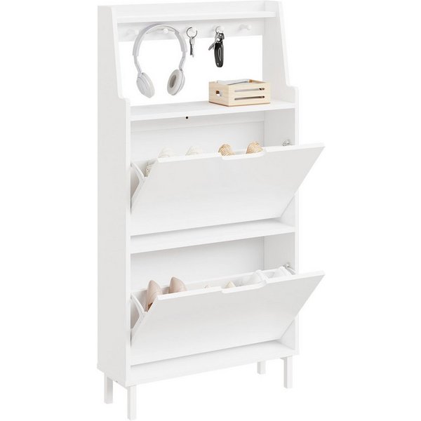 SoBuy Schuhschrank FSR221, Schuhschrank schmal, Schuhregal Schuhkipper schmal Flurschrank Schuhkommode Schuhablage, mit Haken und offenem Fach, Platzsparend