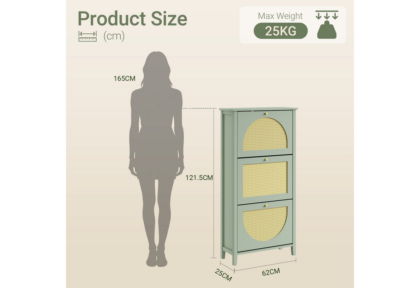 SoBuy Schuhschrank FSR222, Schuhkipper schmal, Flurschrank Schuhregal, mit 3 Klappen Schuhkommode, Trennwand verstellbar, 12 Paar Schuhe, bis EU-Größe 46 – Bild 4 von 5