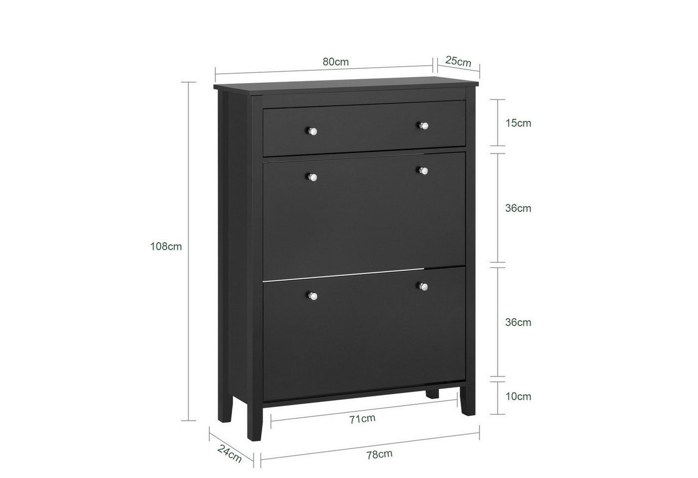 SoBuy Schuhschrank FSR89, Schuhkipper schmal, Kommode für 12-14 Paar Schuhe, Flur mit 2 Klappen Schuhregal mit Schublade Schuhkommode Schuhablage – Bild 5 von 5