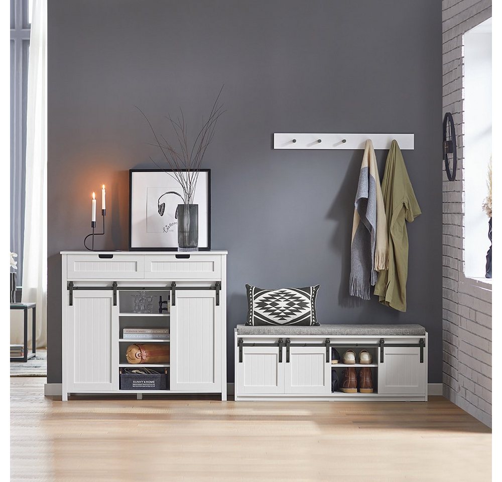 SoBuy Sideboard FSB74, Kommode Kücheninsel für Wohnzimmer Küche Esszimmer, Flur, Küchenschrank mit Schiebetüren Buffet Aufbewahrungsschrank – Bild 2 von 5