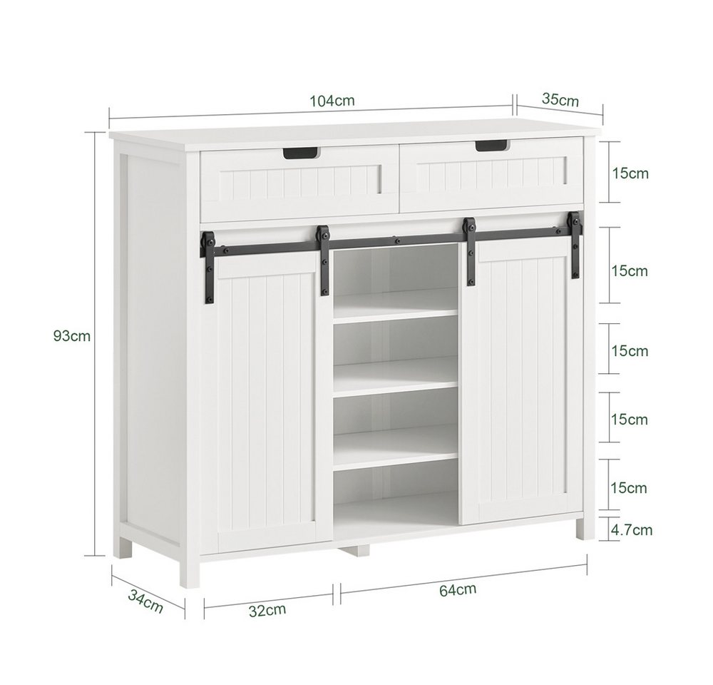 SoBuy Sideboard FSB74, Kommode Kücheninsel für Wohnzimmer Küche Esszimmer, Flur, Küchenschrank mit Schiebetüren Buffet Aufbewahrungsschrank – Bild 5 von 5
