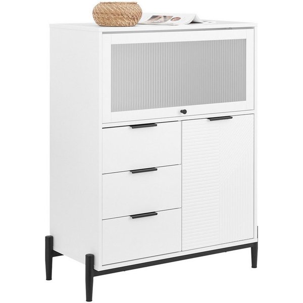 SoBuy Sideboard FSB94, Küchenschrank Kommode Flurschrank Buffet Aufbewahrungsschrank Weiß