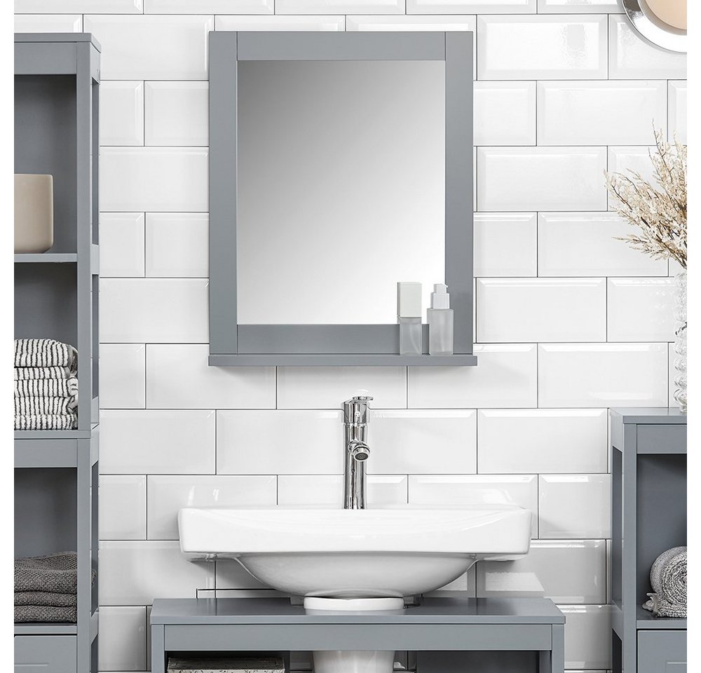 SoBuy Spiegel FRG129, Hängeschrank mit Spiegel, Wandregal, Badezimmer, Wandspiegel mit Ablage Schminkspiegel Badezimmerspiegel Flurspiegel – Bild 2 von 5