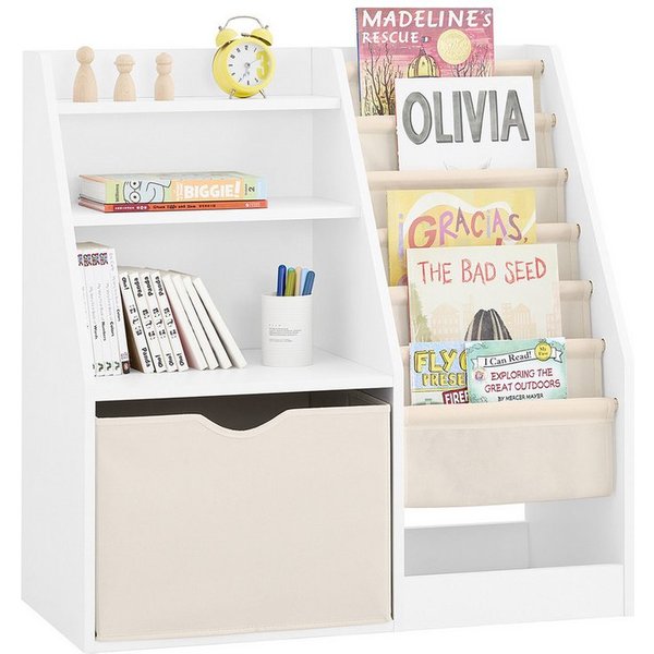 SoBuy Spielzeugtruhe KMB119, Bücherregal Kinderregal Spielzeugregal Aufbewahrung, Kinderzimmerregal, Kinder Bücherregal, 3 Regal, Kinderzimmer Regal