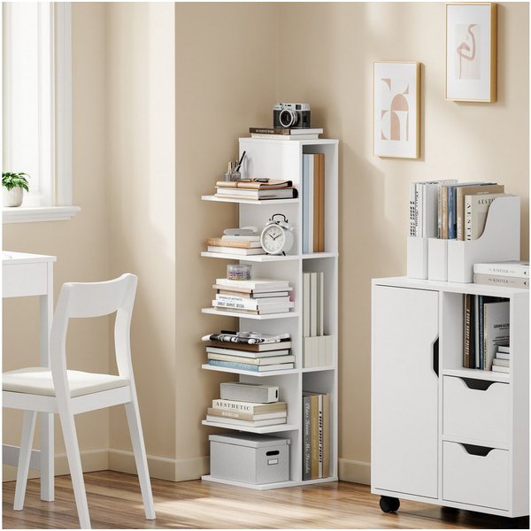 SoBuy Standregal STR14, Bücherregal Büroregal, 6 Ebenen, für Wohnzimmer, Arbeitszimmer, Vitrinenschrank Lagerregal, 6 Ebenen, 3 Fächern, für Bücher, A4-Ordner