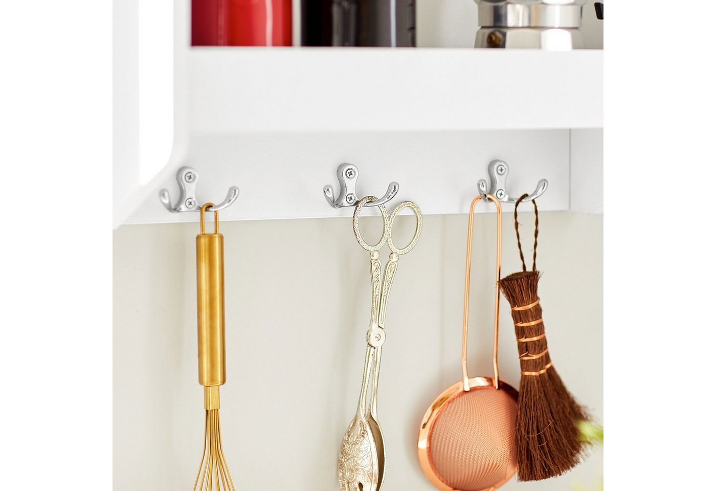 SoBuy Wandregal KCR12, für Küche Kleiderschrank Bad Garage Büro, Wandregal Hängeregal Badregal Gewürzregal Küchenregal Wand weiß – Bild 5 von 5