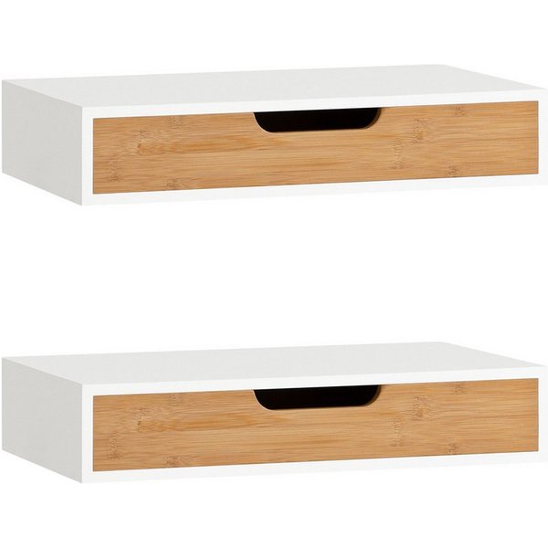 SoBuy Wandregal Schweberegal, 2er Set Wandboard, Nachttisch hängend Schublade