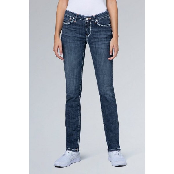 SOCCX Regular-fit-Jeans mit Kontrast-Steppungen