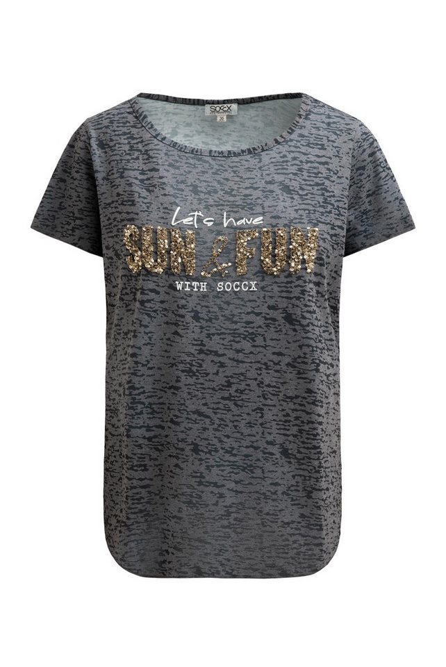SOCCX Rundhalsshirt mit Ausbrenner-Effekten – Bild 2 von 5