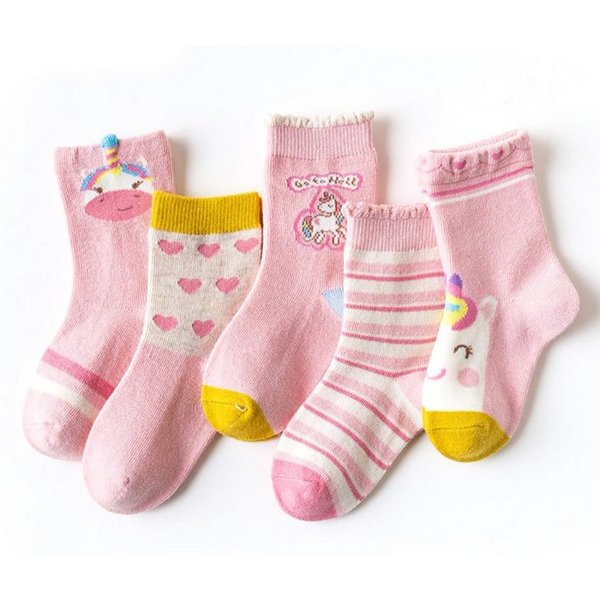 axy Socken axy Kinder Socken 5 Paar Multipack Mädchen Strümpfe Einhorn (Set, 5er-Pack, 5 Paar) Geschenke Bunte Weich Neuheit Kindersocken