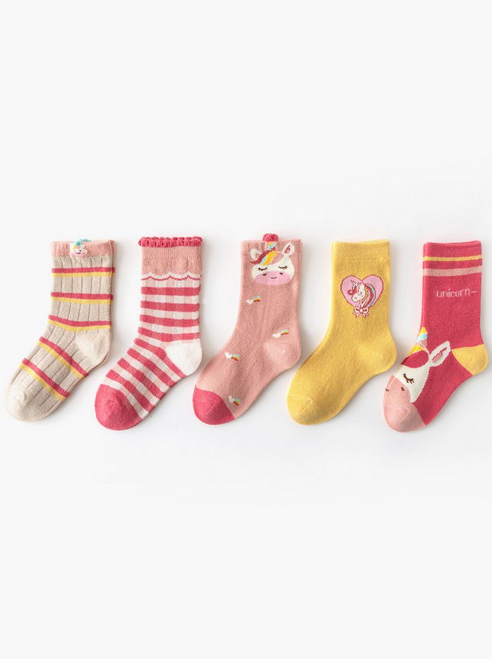 axy Socken axy Kinder Socken 5 Paar Multipack Mädchen Strümpfe (Set, 5er-Pack, 5 Paar) Geschenke Bunte Weich Neuheit Kindersocken – Bild 2 von 5
