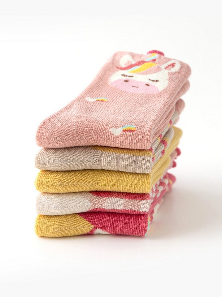 axy Socken axy Kinder Socken 5 Paar Multipack Mädchen Strümpfe (Set, 5er-Pack, 5 Paar) Geschenke Bunte Weich Neuheit Kindersocken – Bild 3 von 5