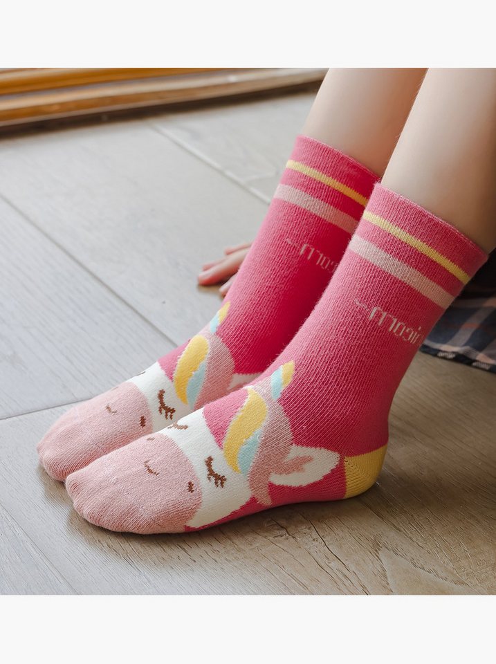 axy Socken axy Kinder Socken 5 Paar Multipack Mädchen Strümpfe (Set, 5er-Pack, 5 Paar) Geschenke Bunte Weich Neuheit Kindersocken – Bild 4 von 5