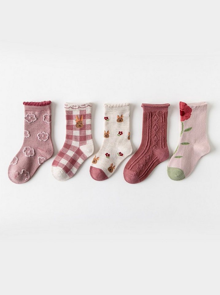 axy Socken axy Kinder Socken 5 Paar Multipack Mädchen Strümpfe (Set, 5er-Pack, 5 Paar) Geschenke Bunte Weich Neuheit Kindersocken – Bild 2 von 5