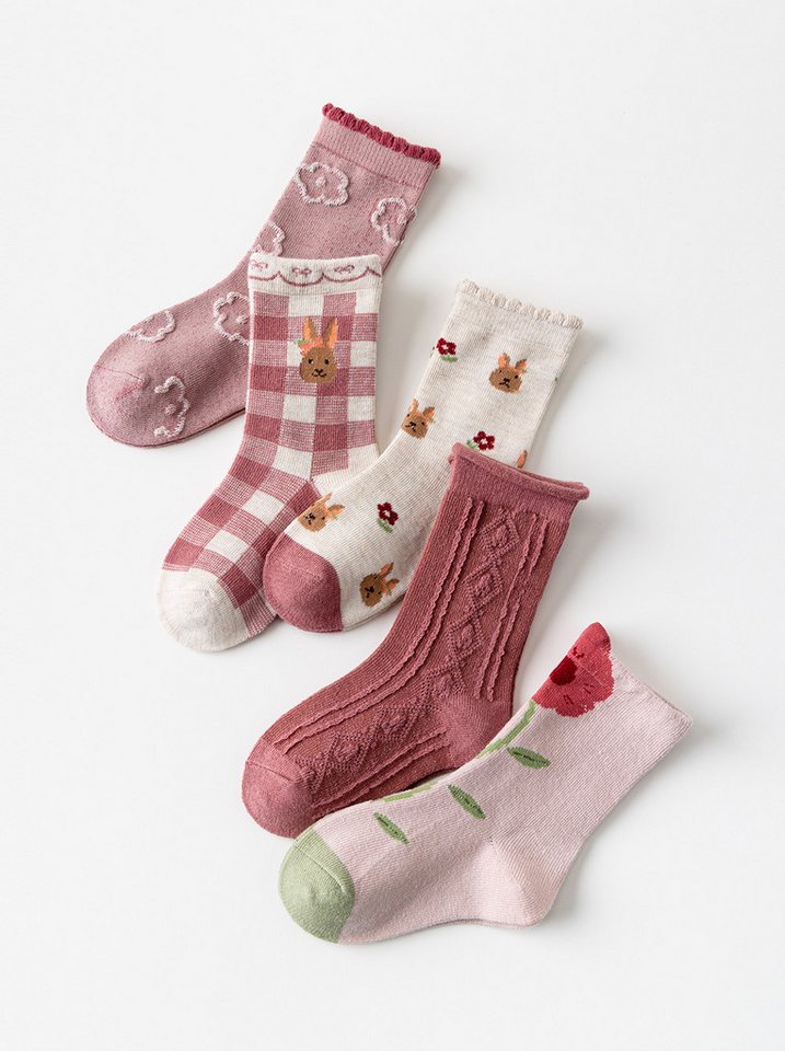 axy Socken axy Kinder Socken 5 Paar Multipack Mädchen Strümpfe (Set, 5er-Pack, 5 Paar) Geschenke Bunte Weich Neuheit Kindersocken – Bild 4 von 5