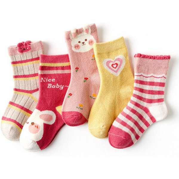 axy Socken axy Kinder Socken 5 Paar Multipack Mädchen Strümpfe Hase (5er-Pack, 5 Paar) Geschenke Bunte Weich Neuheit Kindersocken