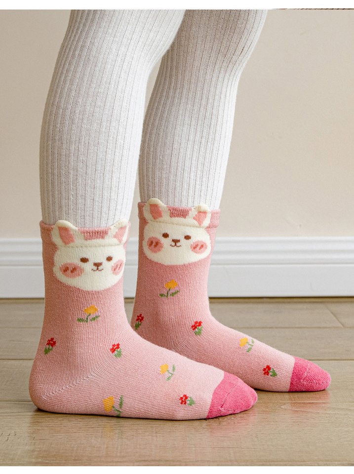 axy Socken axy Kinder Socken 5 Paar Multipack Mädchen Strümpfe Hase (5er-Pack, 5 Paar) Geschenke Bunte Weich Neuheit Kindersocken – Bild 3 von 5