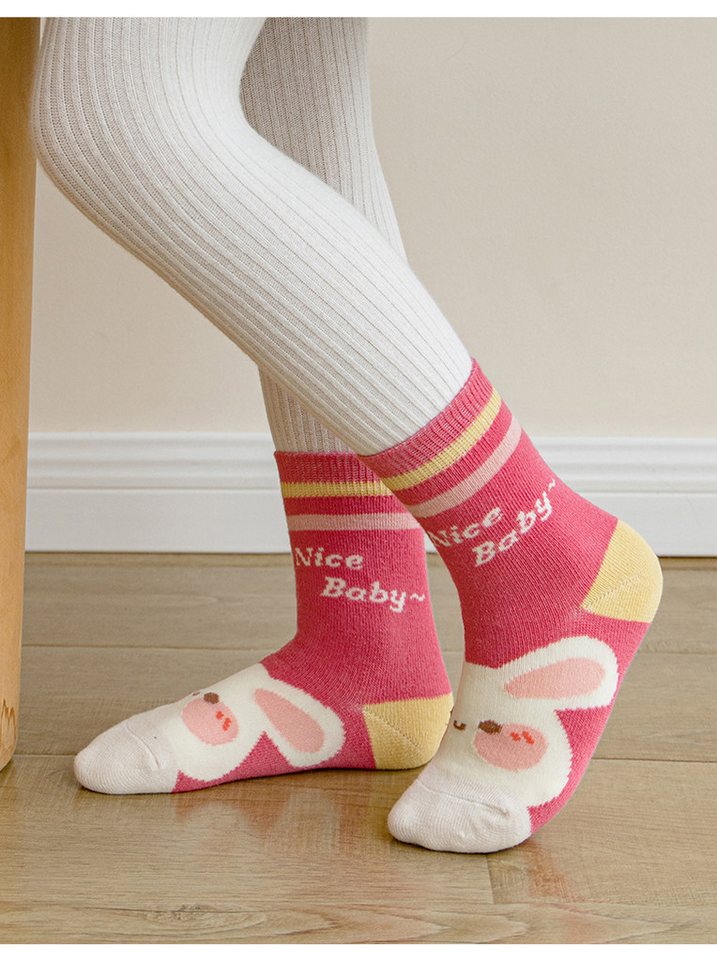 axy Socken axy Kinder Socken 5 Paar Multipack Mädchen Strümpfe Hase (5er-Pack, 5 Paar) Geschenke Bunte Weich Neuheit Kindersocken – Bild 5 von 5