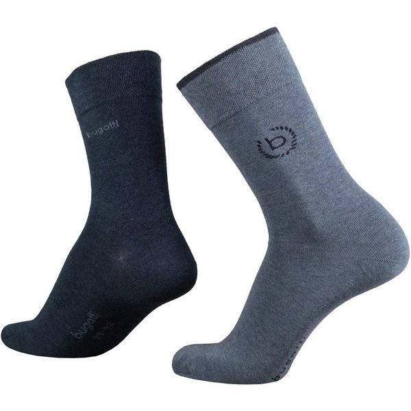 bugatti Socken bugatti Herren 2er Pack logo + uni basic hell-blau meliert bugatti Herren 2er Pack logo + uni basic hell-blau meliert