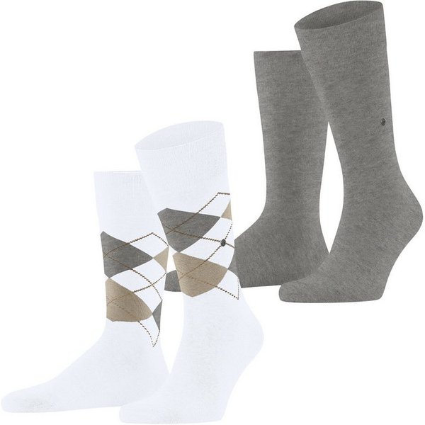 Burlington Socken Burlington Everyday Argyle Mix 2-Pack Herren (2-Paar) aus weicher gekämmter Baumwolle