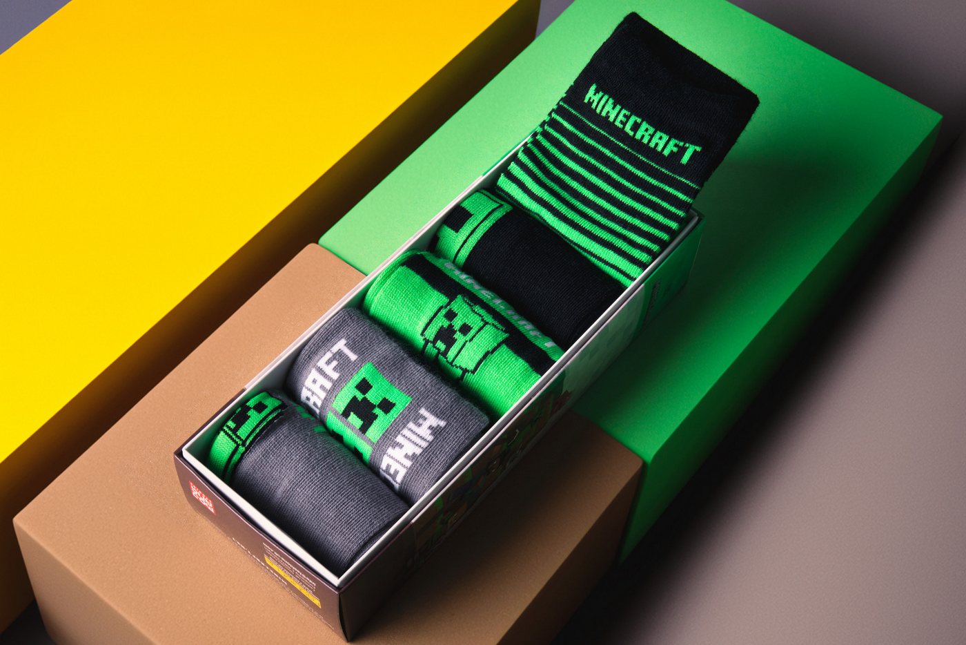 Minecraft Socken Minecraft 5er oder 3er Jungen Socken Strümpfe in Geschenkverpackung (5-Paar) – Bild 3 von 5