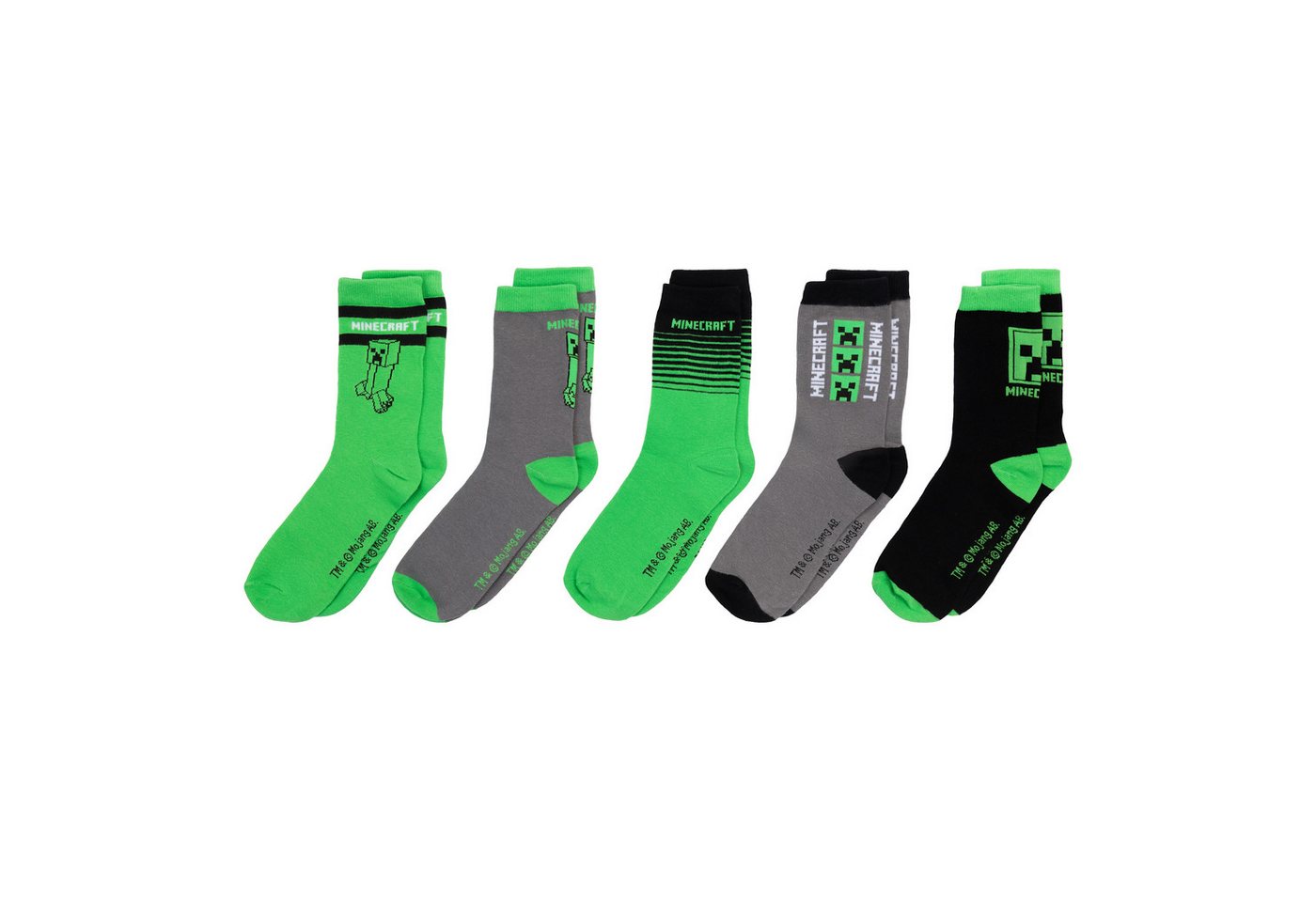 Minecraft Socken Minecraft 5er oder 3er Jungen Socken Strümpfe in Geschenkverpackung (5-Paar) – Bild 4 von 5