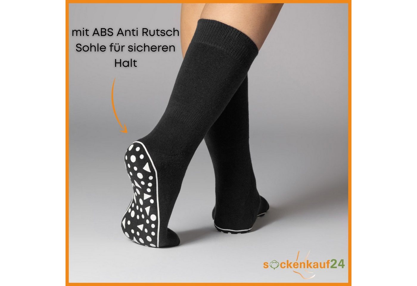 sockenkauf24 ABS-Socken 2, 4 oder 6 Paar Damen & Herren Anti Rutsch Socken Baumwolle (Schwarz, Blau, Grau, 4-Paar, 43-46) Stoppersocken Noppensocken - 21395 WP – Bild 4 von 5