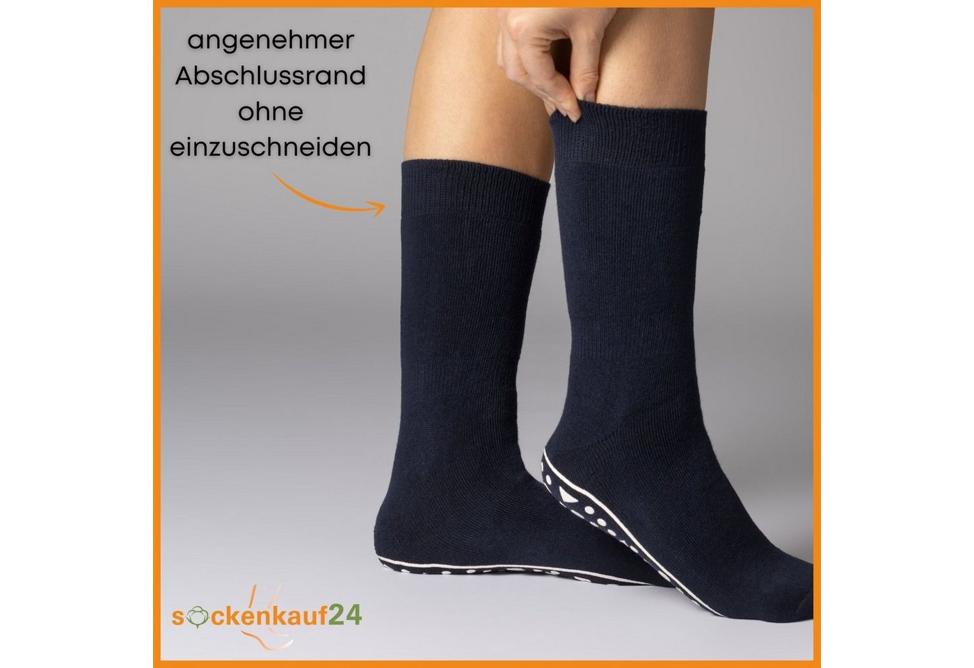 sockenkauf24 ABS-Socken 2, 4 oder 6 Paar Damen & Herren Anti Rutsch Socken Baumwolle (Schwarz, Blau, Grau, 4-Paar, 43-46) Stoppersocken Noppensocken - 21395 WP – Bild 5 von 5